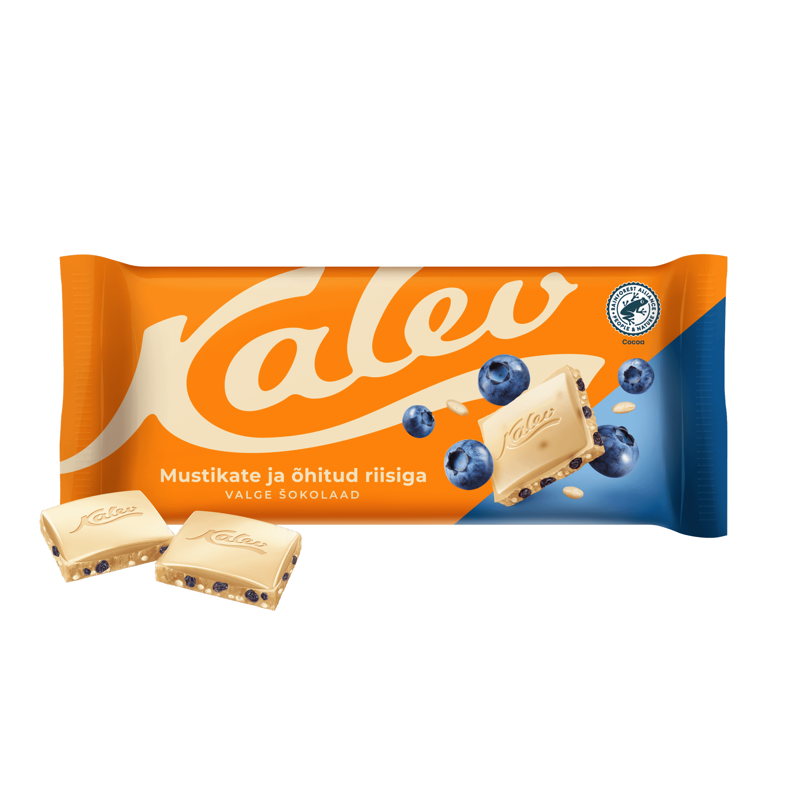 Kalev valge šokolaad õhitud riisi ja mustikaga 95g - Image 3