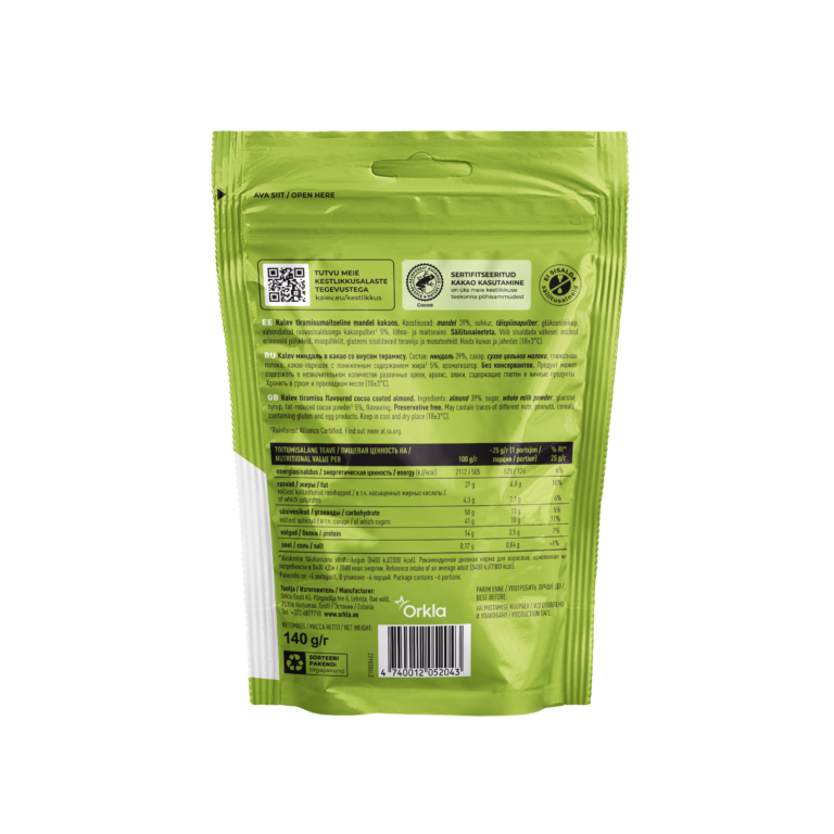 Kalev tiramisu flavoured cocoa coated almond 140g - Image 41