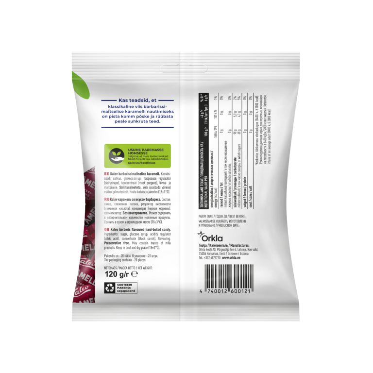 Kalev barbarissimaitseline karamell 120g - Image 2