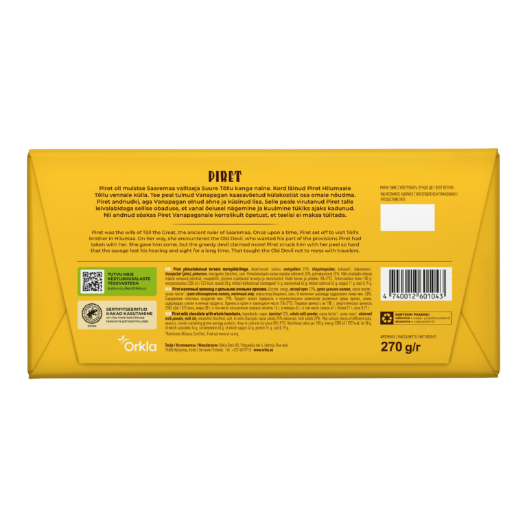 Kalev Piret milk chocolate with whole hazelnuts 270g - Image 5