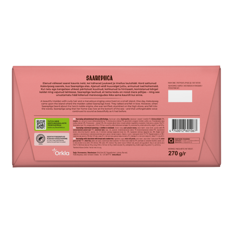 Kalev Saarepiiga milk chocolate with black bread and cranberries 270g - Image 5
