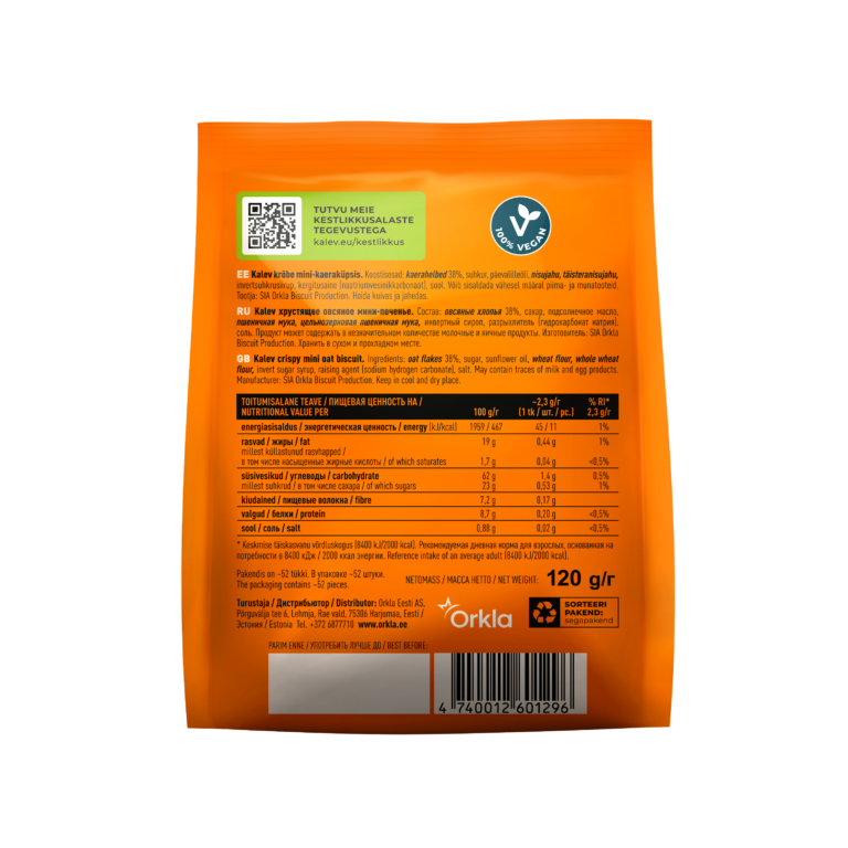 Kalev crispy mini oat biscuits 120g - Image 3