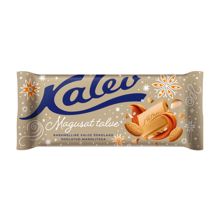 Kalev karamellimaitseline valge šokolaad soolatud mandlitega 100g